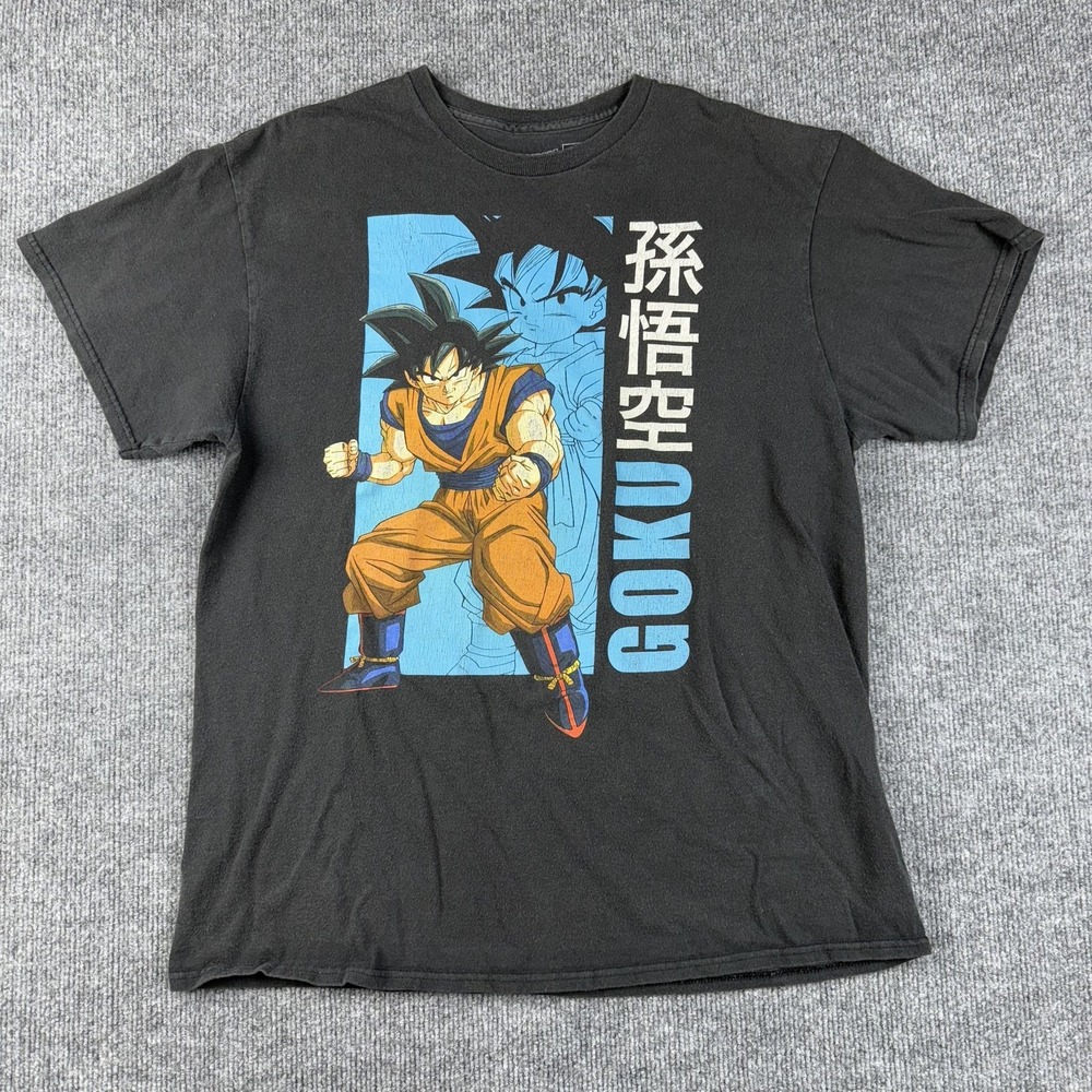 Dragon Ball Z Goku Shirt Mens Large Black Anime Graphic Tee Japanese DBZ Crew